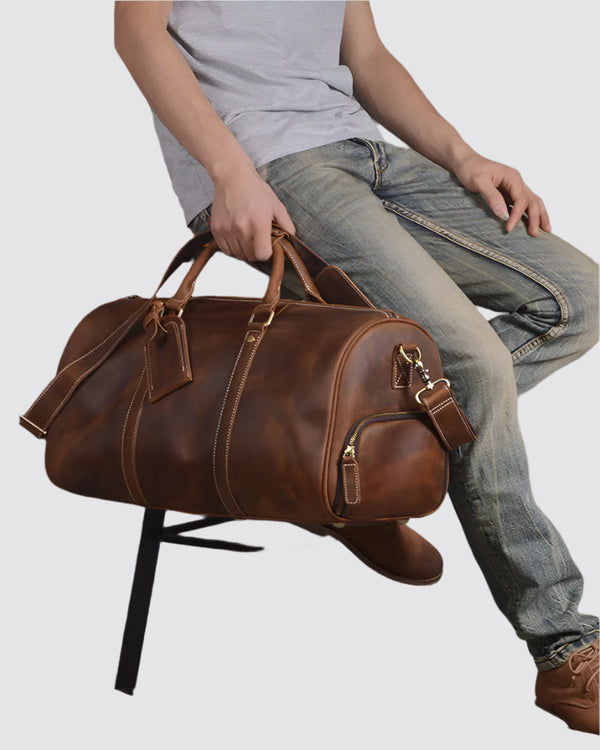 Leather Luggage Tube Bag