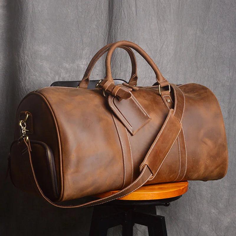 Leather Luggage Tube Bag