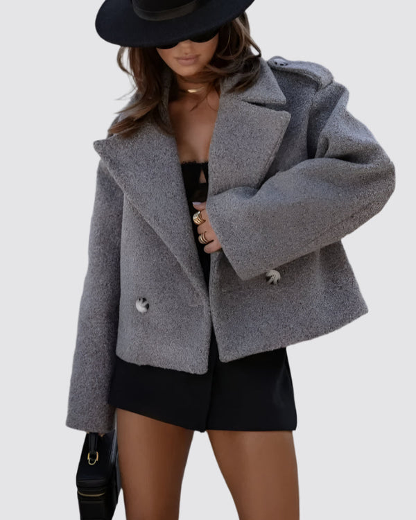 Short Woolen Double Breasted Coat