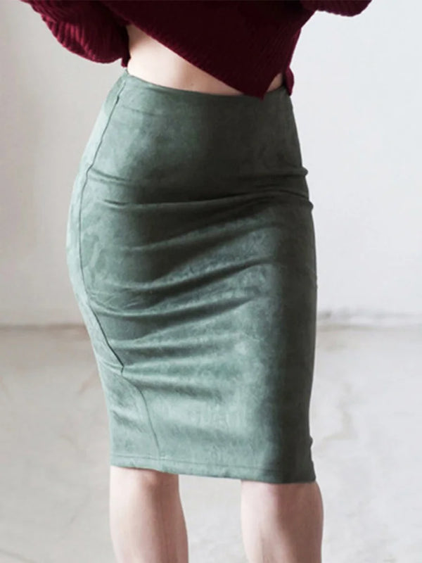 Suede Pencil Skirt