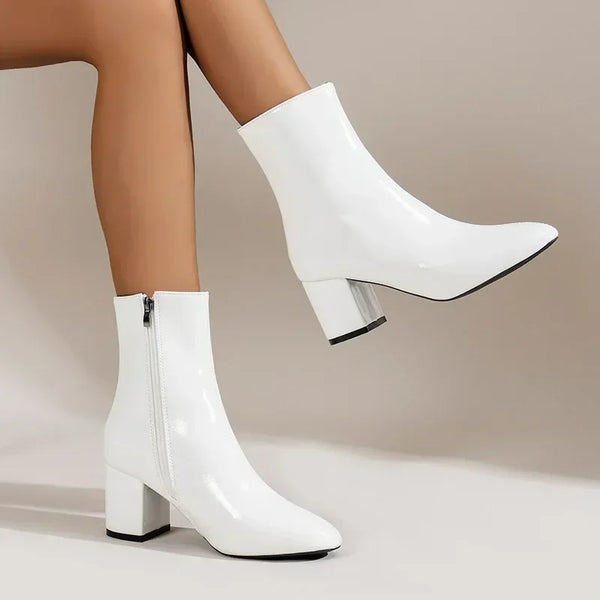 Gloss White Ankle Boots