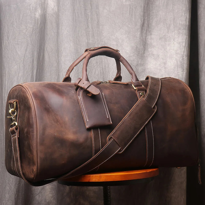 Leather Luggage Tube Bag