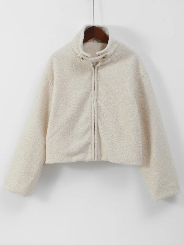 White Lambs Wool Short Jacket