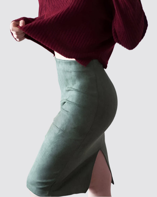 Suede Pencil Skirt