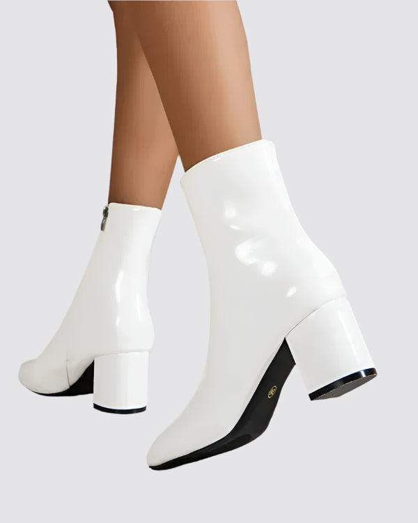 Gloss White Ankle Boots