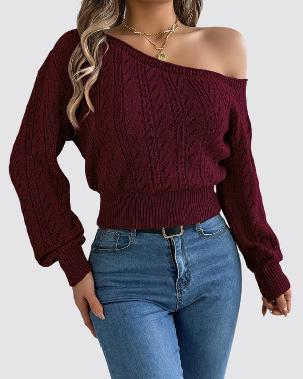 Off Shoulder Knitted Sweater