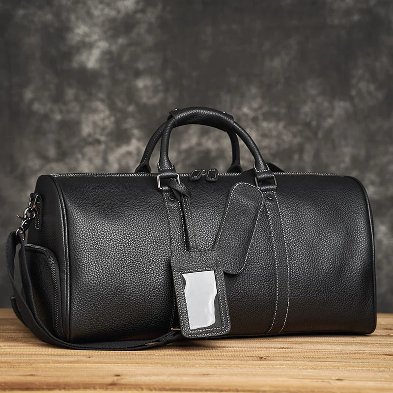 Leather Luggage Tube Bag