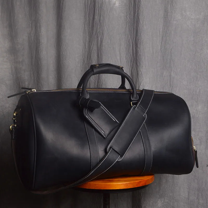 Leather Luggage Tube Bag