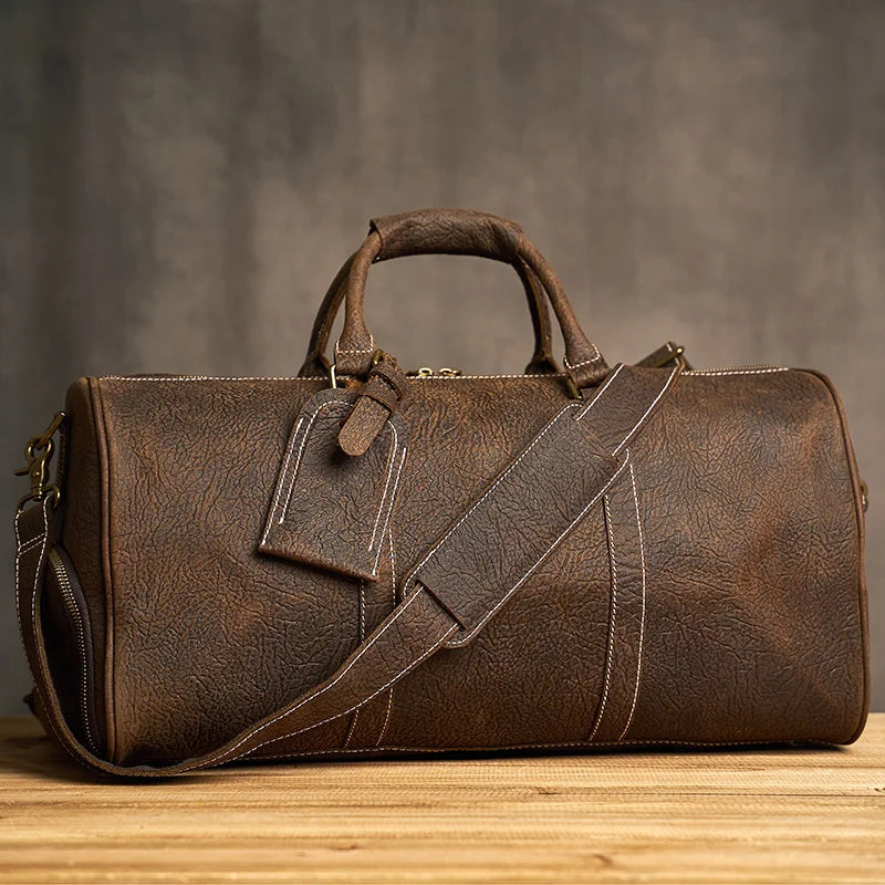 Leather Luggage Tube Bag